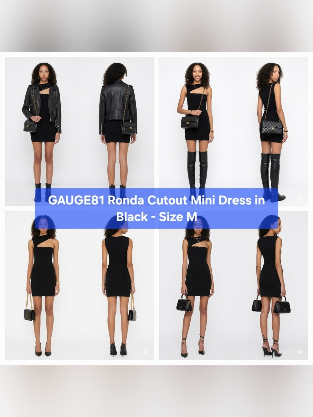 GAUGE81 Black Ronda Cutout Ribbed Mini Dress Size M